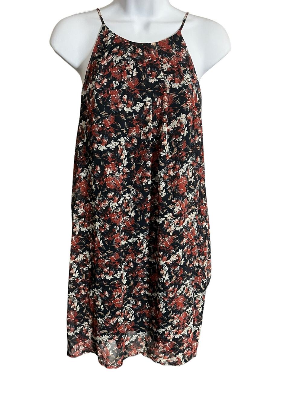 Lush blue copper halter high neck sleeveless swing mini dress lined medium